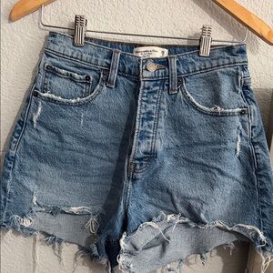 Abercrombie & Fitch Distressed Blue Jean Shorts